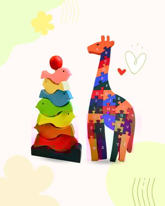 Bird Stacker & 3D Alphanumeric Giraffe Puzzle