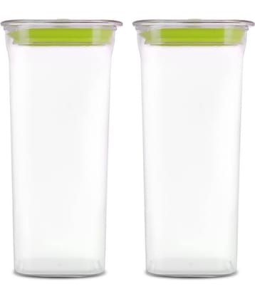 HomePro Fabio Airtight Transparent storage Plastic container pack of 2, Square, 1500ml, Green