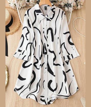 Sheetal associates Women Crepe Printed Shirt Dress ( White )