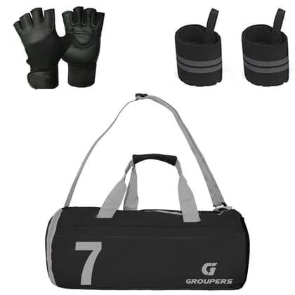 Combo Set of Duffle Canvas Bag with Gloves (Black) (BLK-GLVS-WB-07) Combo Set of Duffle Canvas Bag with Gloves (Black) (BLK-GLVS-WB-07)