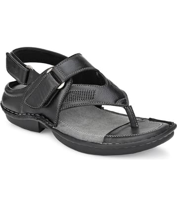 softio Black Synthetic Leather Sandals