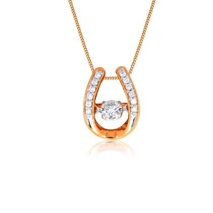 Senco Gold Fortunate Horse Shoe Diamond Pendant (1 gram / 0.25 Ct / HI-SI / 14K Rose Gold)