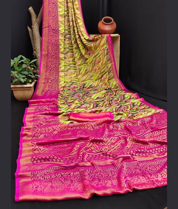 Kanooda Prints Brasso Woven Saree With Unstitched Blouse Piece ( Multicolor )