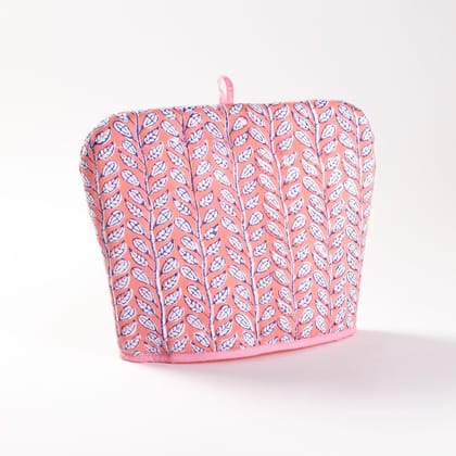 Hand Block Printed Cotton Tea Cozy Pink and Blue 8 x 10