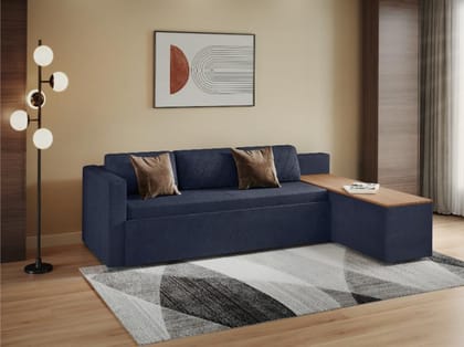 Attix 3-Seater Sofa Bed (with armrest and storage, Denim)