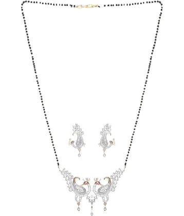 Pujvi fashions AD double peacock mangalsutra set for womens