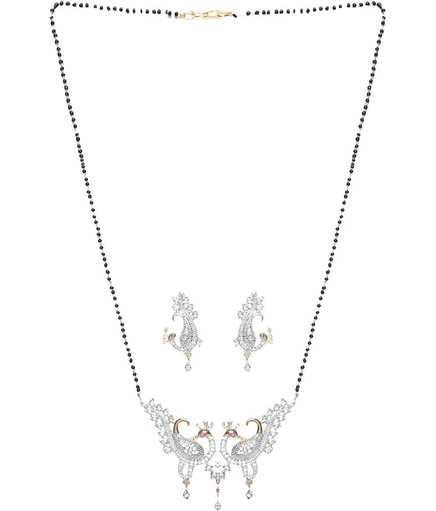 Pujvi fashions AD double peacock mangalsutra set for womens