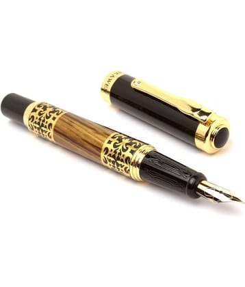 Exclusive Stylish Royal Wood Designer Fountain Pen With Golden Trims