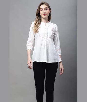 Rajnandini Women's Cotton A-Line Top ( Off White )