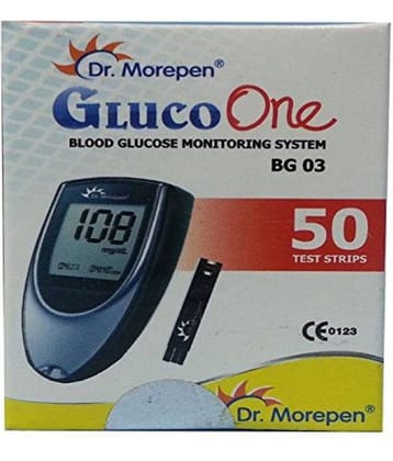 Dr. Morepen BG03 Blood Glucose Test Strips, 50 Strips(Black/White)(Only Strips, No Glucometer)