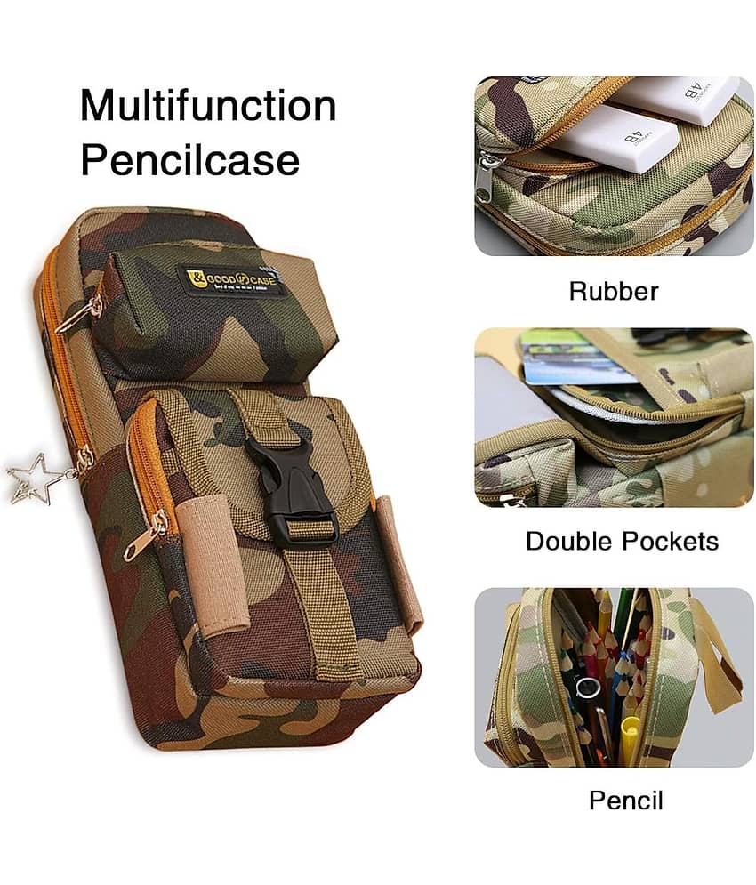 Villy Large Pencil Case Waterproof Pen Bag Holder Camouflage Creative Stationery Pouch Portable Organizer Multiple Pockets