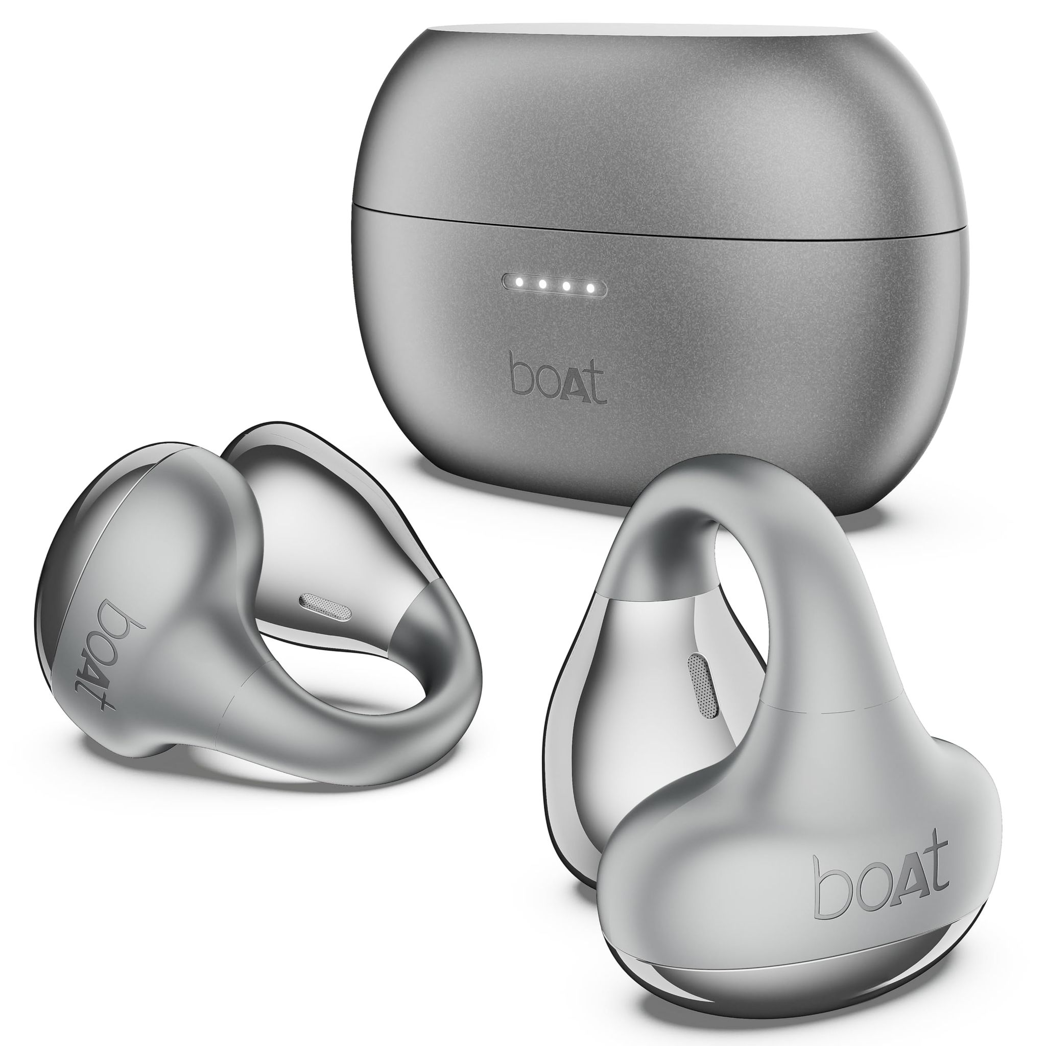Boat Airdopes Loop OWS Earbuds w/Clip-On Fit, Air Conduction Tech, 50HRS Battery, 4Mics ENx, Dual EQ Modes, 12mm Drivers, 40ms Latency, ASAP Charge, OWS Ear Buds in Ear Bluetooth Earphones(Cool Grey)