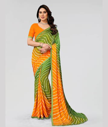 Kashvi Sarees Georgette Printed Saree With Unstitched Blouse Piece ( Orange )