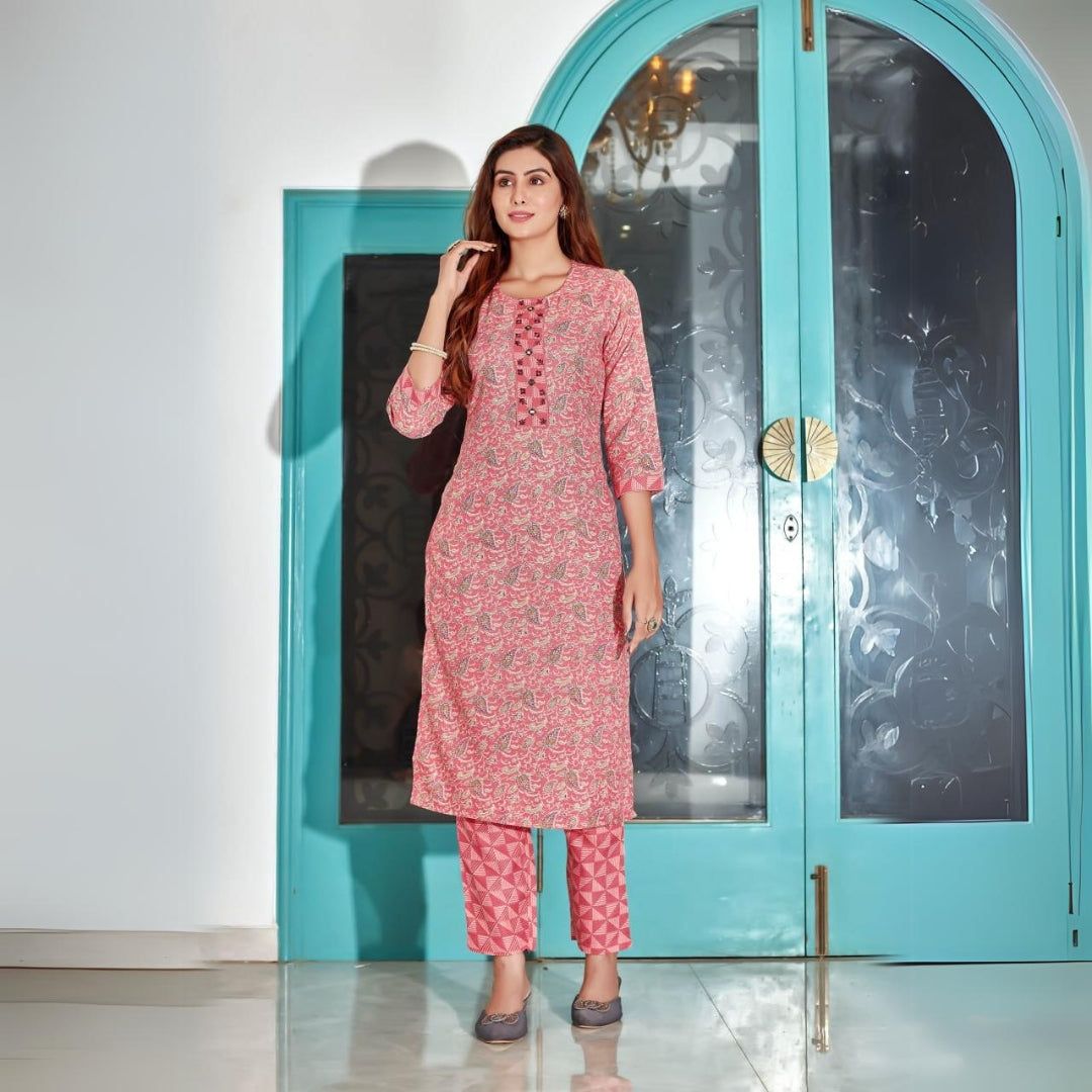Esthetic and Occasionally Pink Fully Stiched Kurta & Palazzo Pant by GlamaStitch-S