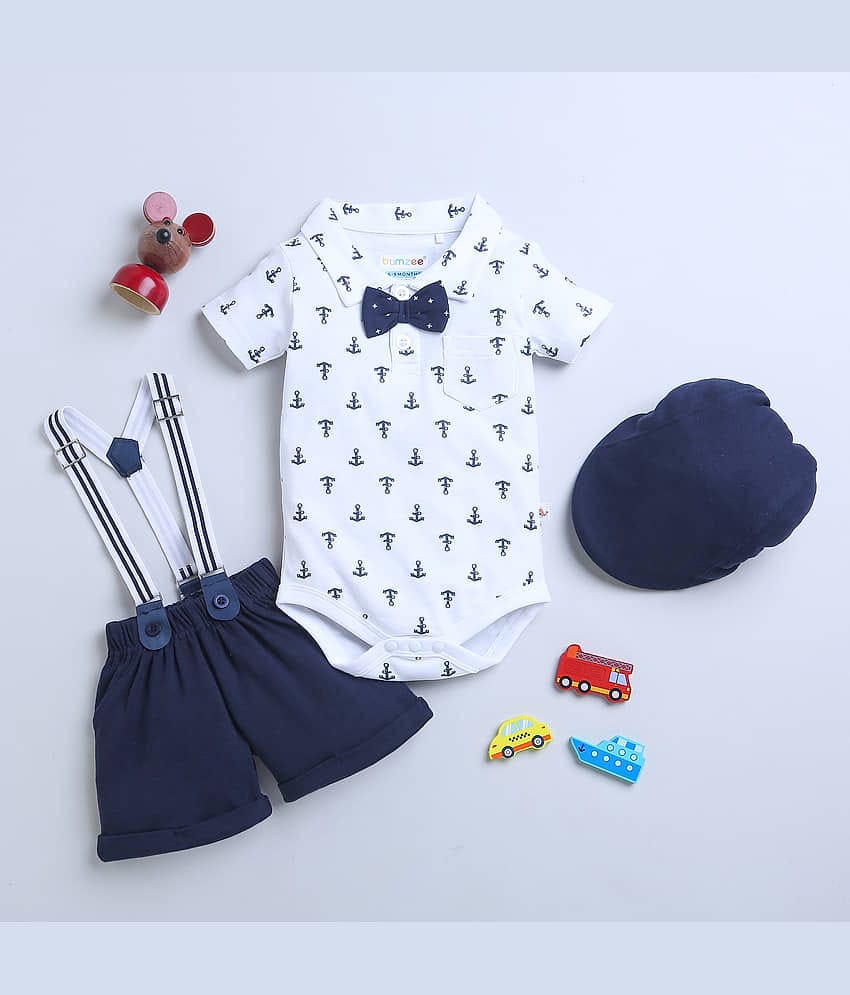 BUMZEE Pack of 1 Baby Boys Cotton Bodysuit & Jogger Set ( Navy )