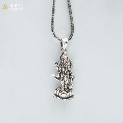 925 sterling silver Lord laxmi ji Pendant with chain tribal jewellery nsp1044-Pendant & 18'' chain
