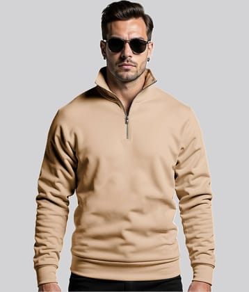 fashion and youth Fleece High Neck Men's Sweatshirt - Beige ( Pack of 1 )