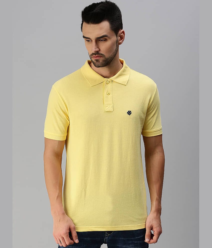 ONN Pack of 1 Cotton Blend Regular Fit Solid Half Sleeves Men's Polo T Shirt ( Yellow )