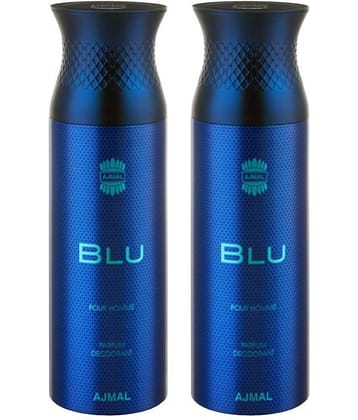 Ajmal 2 Blu Deodorant Body Spray 200Ml Each Gift For Men Pack of 2