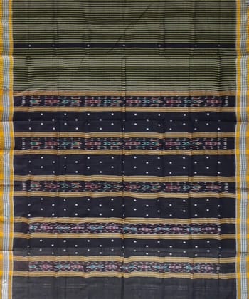 Olive black colour handwoven cotton saree