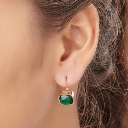 Stunning Square Shape Green Diamond Earrings For Women