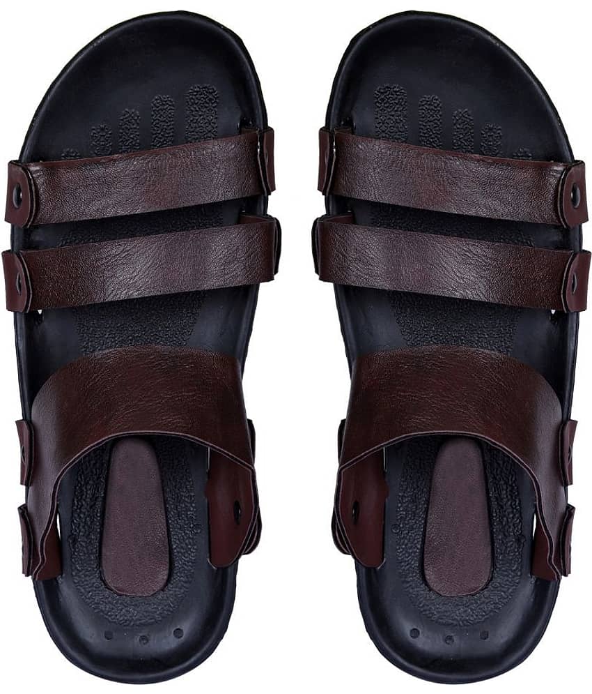 Style Height Brown Faux Leather Sandals