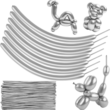 Chrome Silver Shiny Designer Twisting Balloons - 36 inches - Bulk Pack - 50PC Chrome Silver Shiny Designer Twisting Balloons - 36 inches - Bulk Pack - 50PC