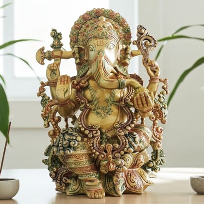 Brass Showpiece Ganesh Ji Statue (BSMAS1124 G)