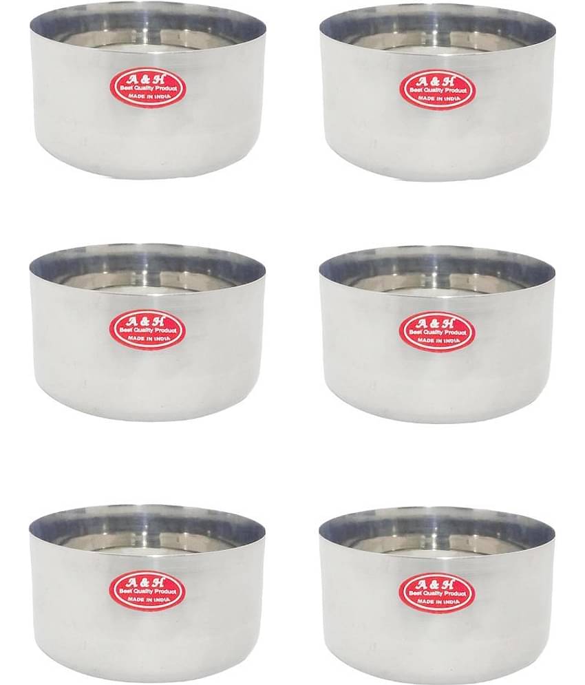 A & H ENTERPRISES 6 Pcs Stainless Steel Cereal Bowl 200 mL
