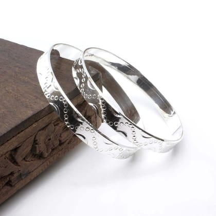 Indian Women 990 Real Silver Bangles Bracelet (Kangan)-Pair-5.4 CM (2.12 Inch) 2.2