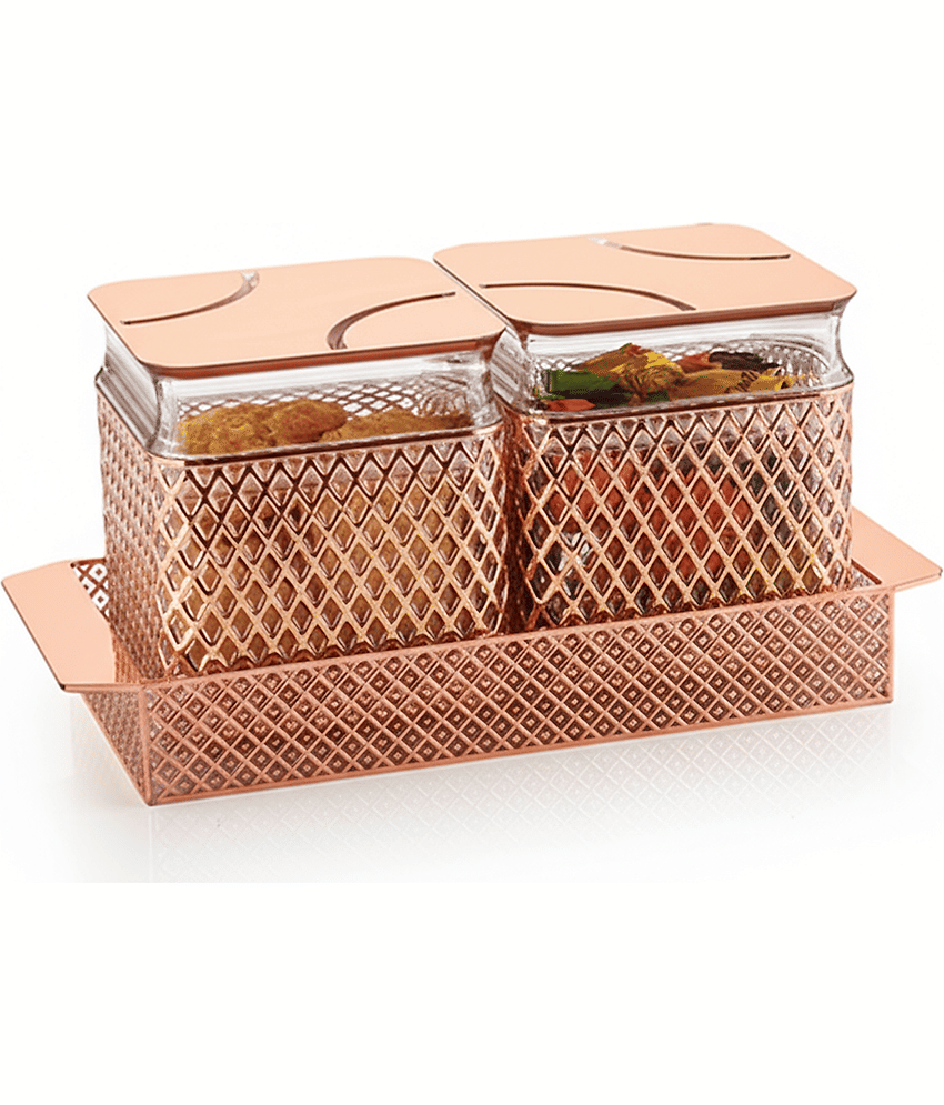 PearlPet Plastic Serving Tray 500 ml Rose Gold ( Set of 2 )