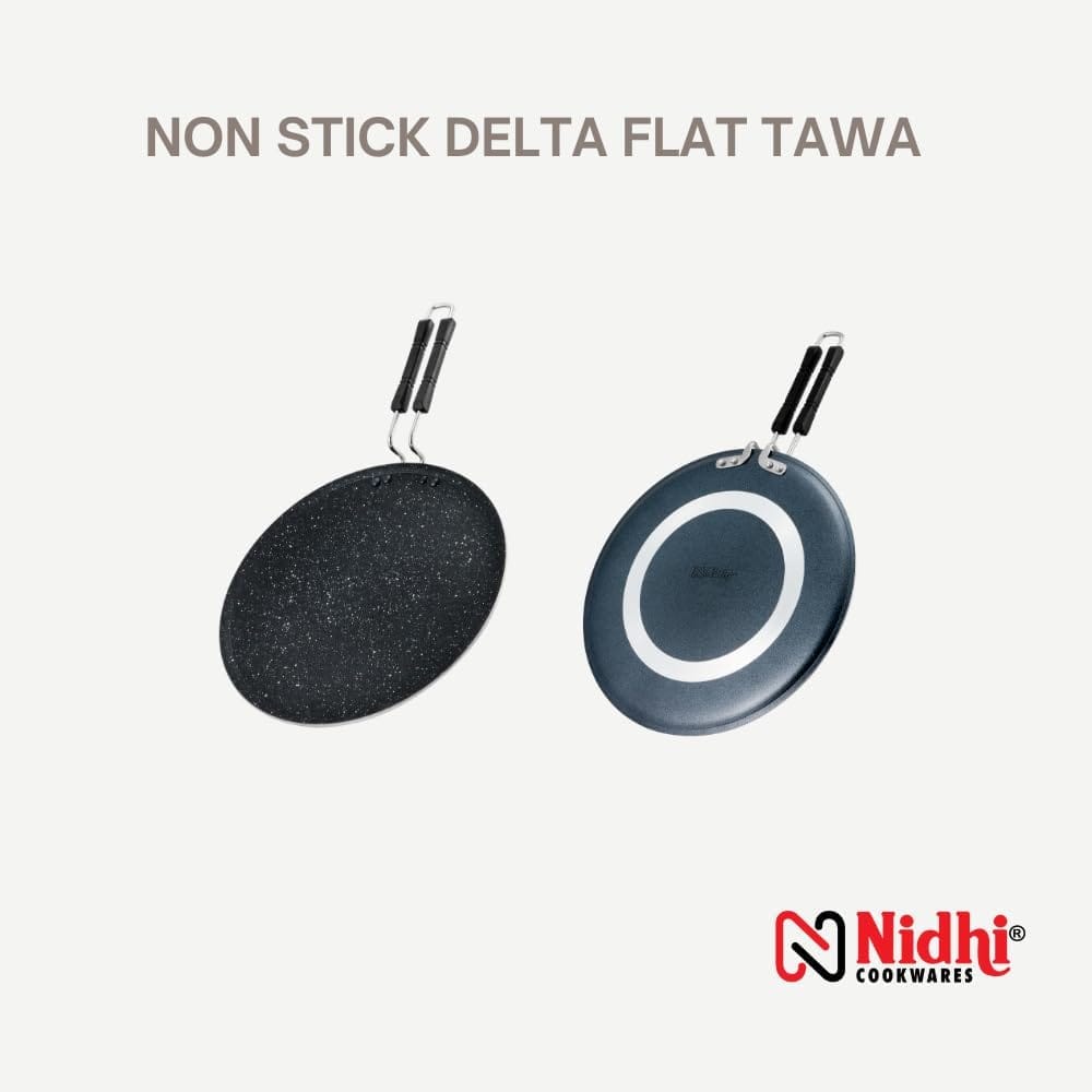 N NIDHI Delta Flat Tawa | 300mm Diameter | 4mm Thickness | Steel Wire Backelite Handle