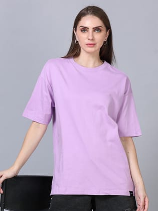 Women Lavender Solid Oversized T-Shirt-S / Lavender