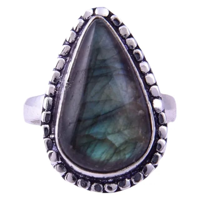 Labradorite Teardrop Ring For Men And Women(KI_159)  by Krishna Impex