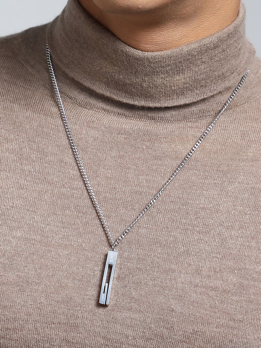 The Swirl Pendant Necklace - Metallic Silver-Chain