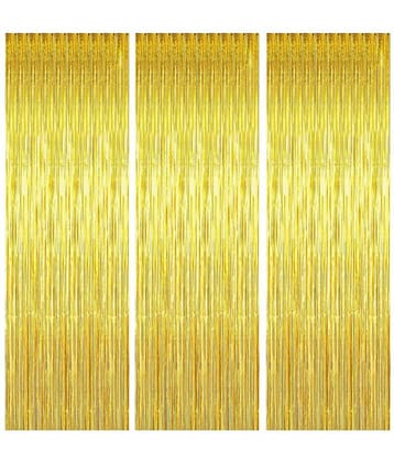 Sana Party Decoration Golden Foil Curtain Pack of 3 for Birthday, Anniversaries, Graduation, Retirement, Baby Shower Decoration