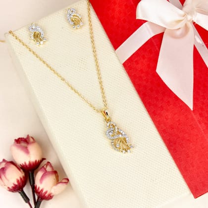 Two Tone Sparkle Pendent Set - SIA446791