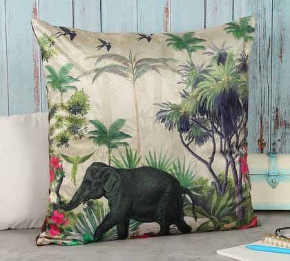 India Circus Manoeuvres In The Nature - Blended Velvet Cushion Cover - 18 X 18 Inch