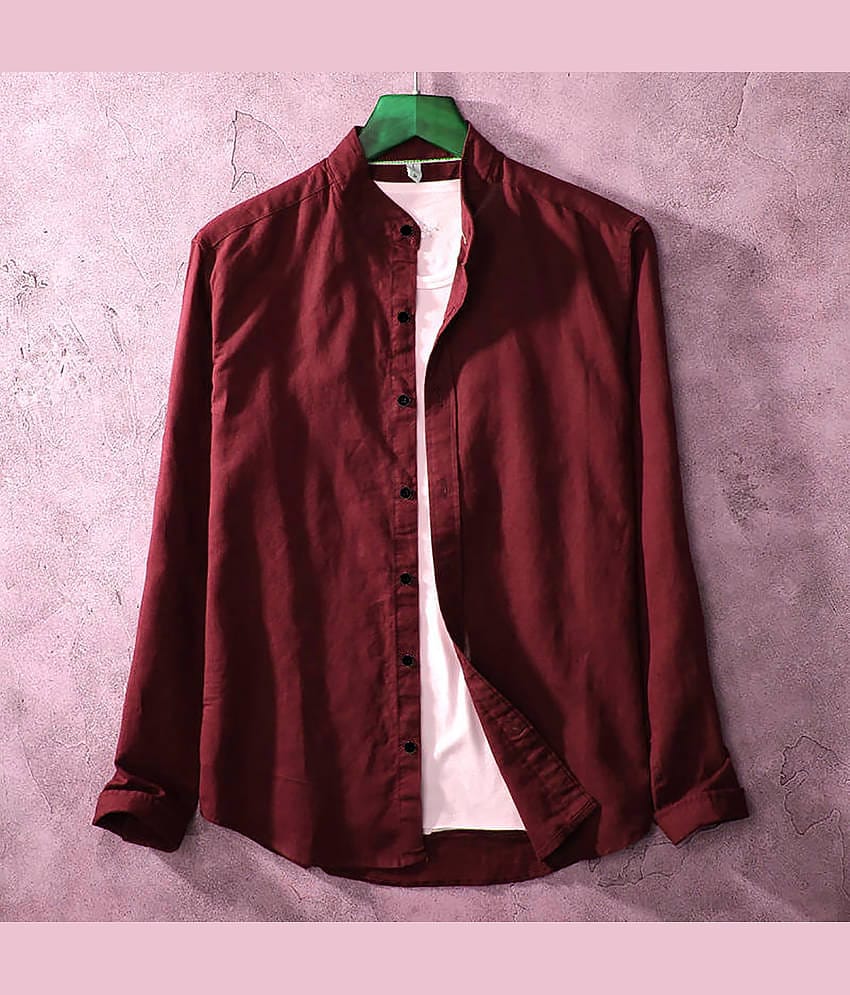 Qlonz store Cotton Blend Regular Fit Solids Full Sleeves Men's Casual Shirt - Navy ( Pack of 1 )