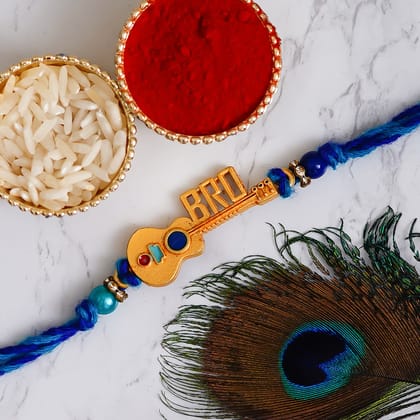 Guitar Theme Bro Rakhi and Roli Chawal Pack