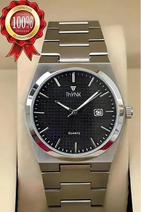 Thynk Analog Round Face Watch|Steel Strap - with Black Dial Thynk Analog Round Face Watch|Steel Strap - with Black Dial