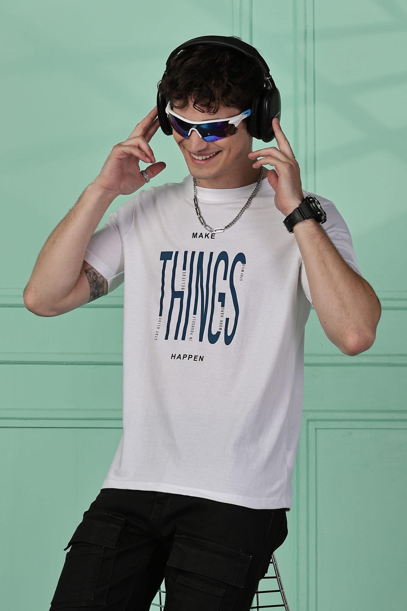 Cotton White Graphics T-Shirt