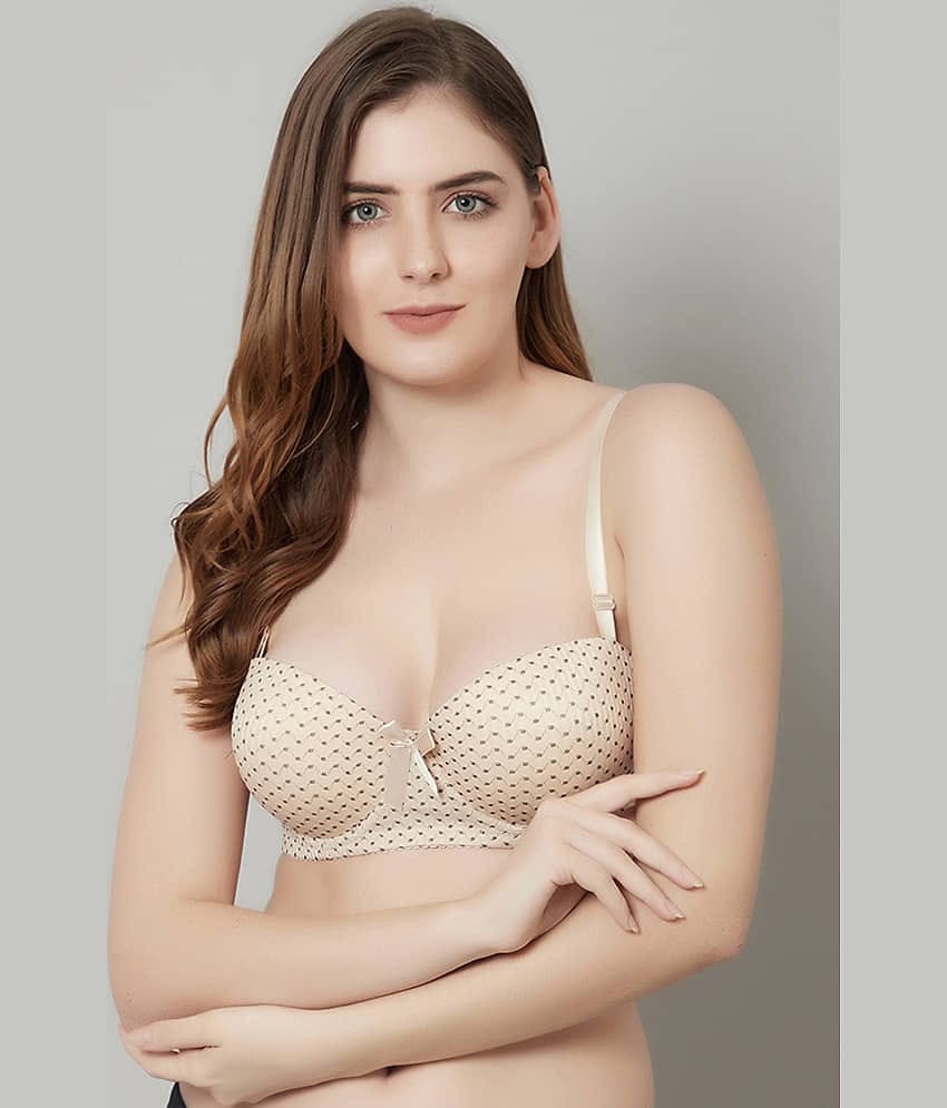 PrettyCat Polyester Lightly Padded Women's T-Shirt Bra ( Beige )