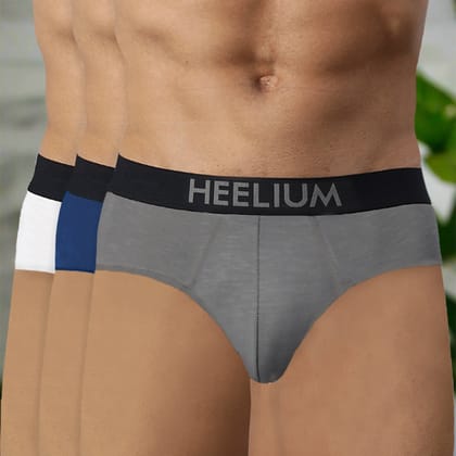 Bamboo Underwear Brief for Men - Pack of 3-Grey | White | Navy Blue / Small - 70-75 cm I 28-30 in