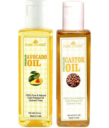 Park Daniel Premium Castor & Avocado Oil(200 ml) 100% Pure & Natural 100 ml Pack of 2