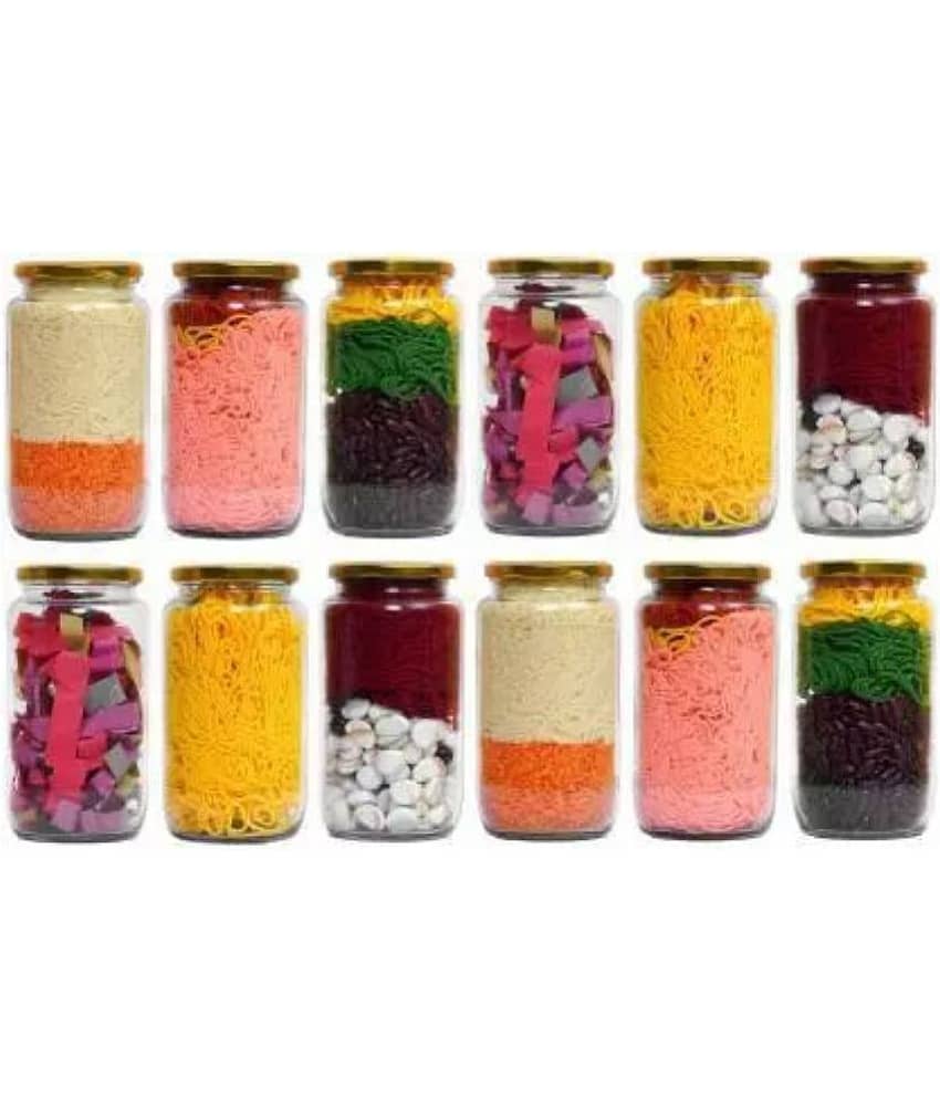 skwaion Glass Gold Spice Container ( Set of 12 )