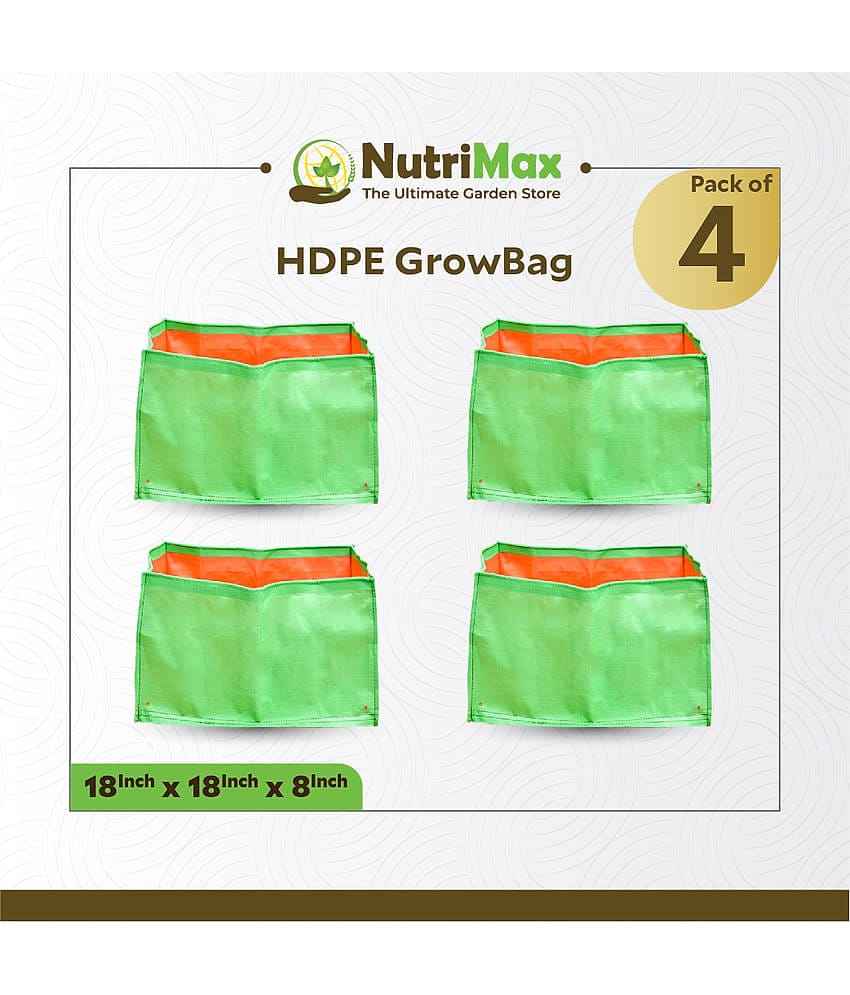 Nutrimax 200 GSM HDPE Grow Bags 18 x18 x 8 inch Pack of 4 Outdoor Plant Bag
