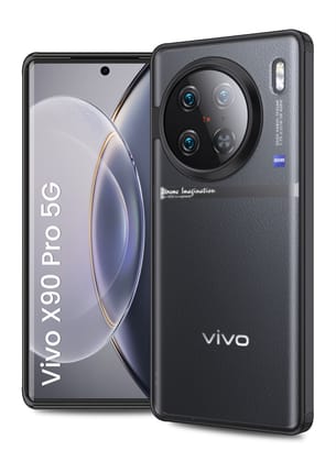 Rugged Frosted Semi Transparent PC Shock Proof Slim Back Cover for Vivo X90 Pro 5G, 6.78 inch, Black