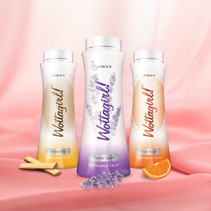 Layer'r Wottagirl Perfumed Talc for women combo Pack of 3 | 100g Layer'r Wottagirl Perfumed Talc for women combo Pack of 3 | 100g