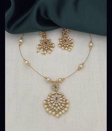 ROFARWORD Gold Brass Necklace Set ( Pack of 1 )